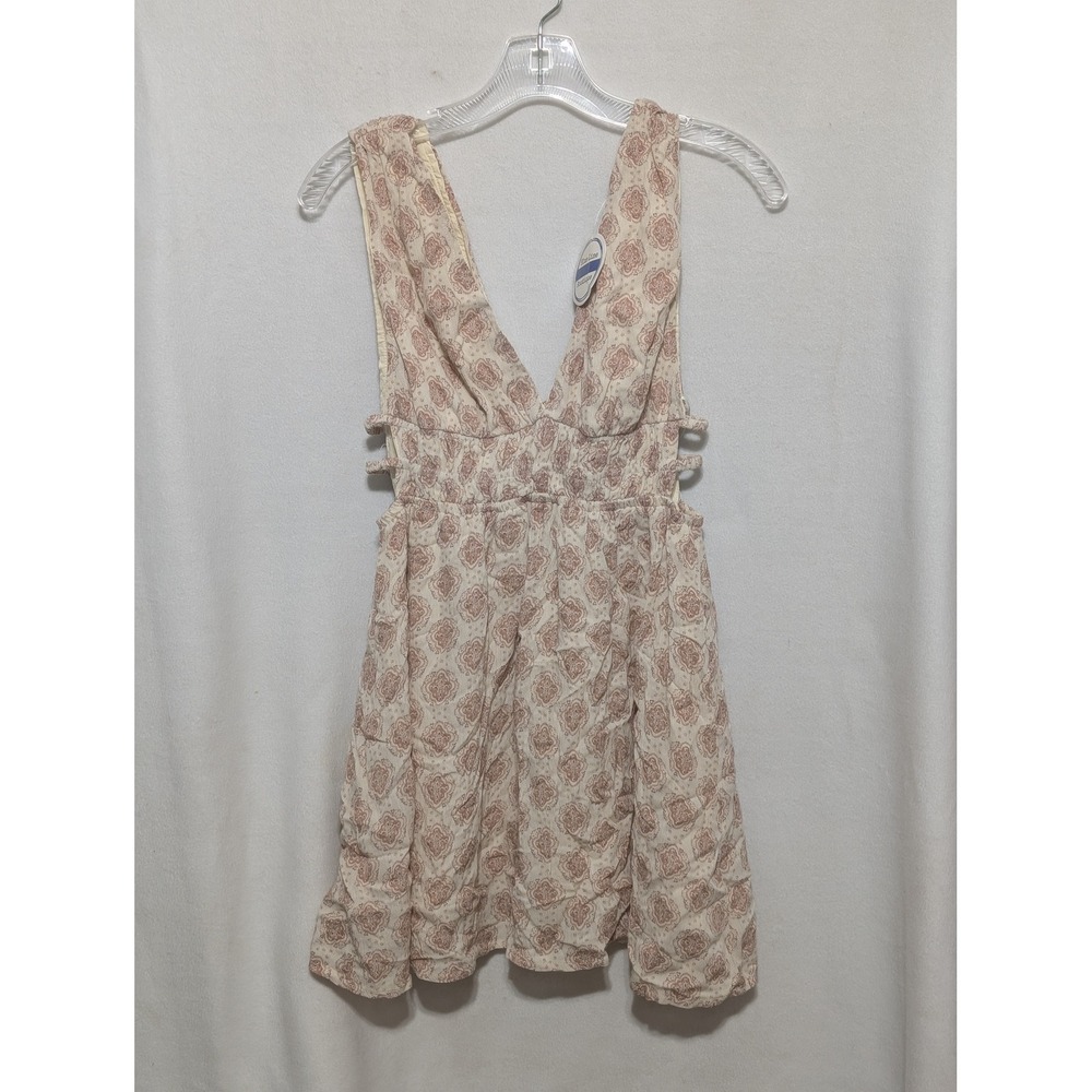 Papermoon Womens Pink Cream Paisley Mini Dress Smocked Waist Side Cut Out Small